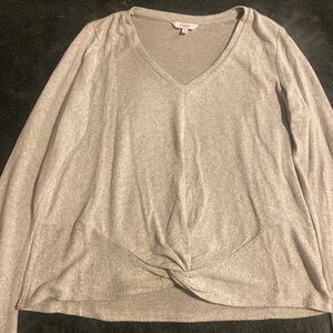 Candie's Light Gray V-Neck Long Sleeve Top